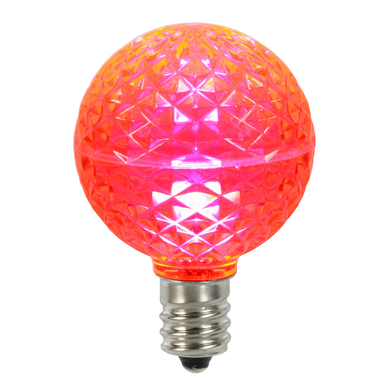 Vickerman G50 LED Pink Faceted Replacement Bulb, E17/C9 Nickel Base .45 Watts, Dimmable, 10 Bulbs Per Pack