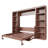 Queen Size Murphy Bed with Built-in Desk & Bookshelf, Space-Saving Dark Brown Wall Bed-284509847