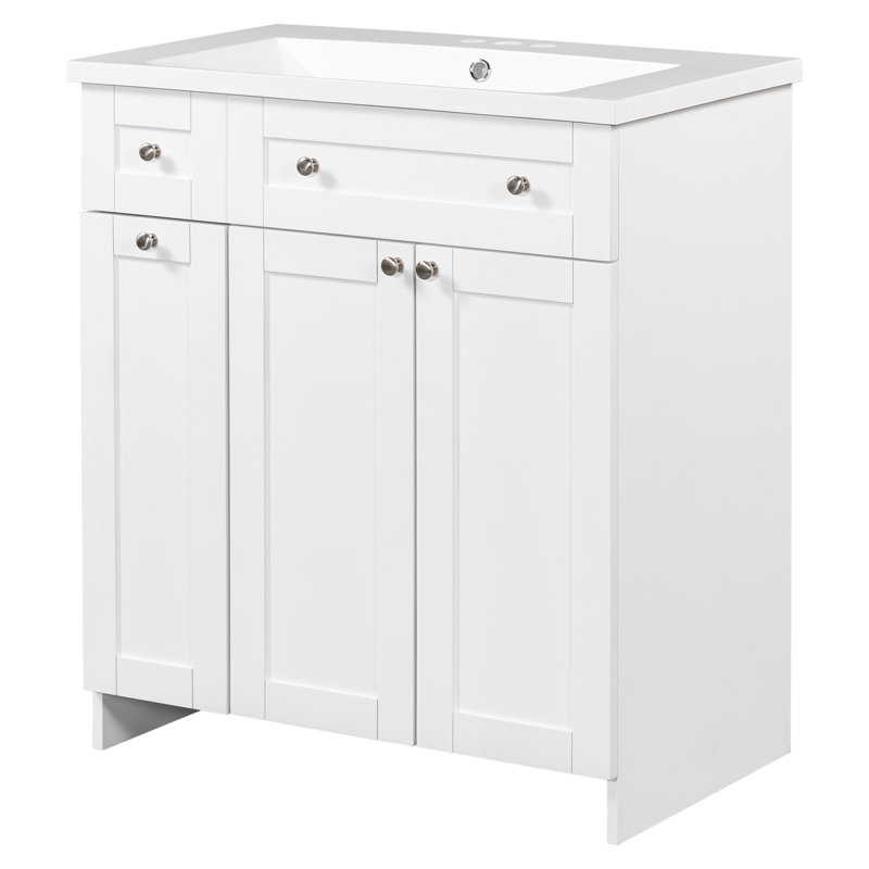 Ralyn 30 " W Freestanding Standard Free Standing Single Double Single Vanity Bathroom Vanity With Resin Top