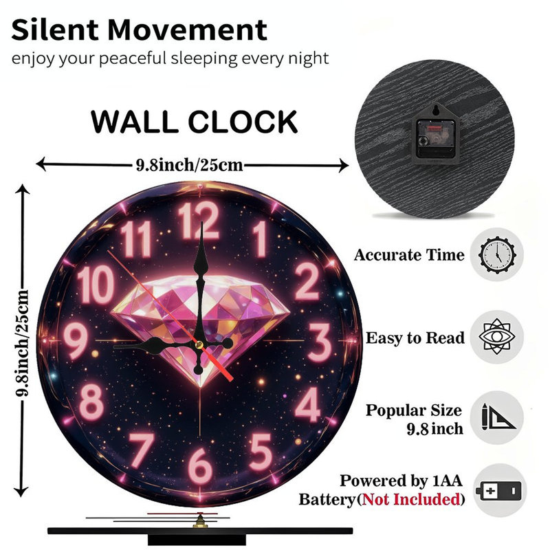 Horloge galaxie diamant rose