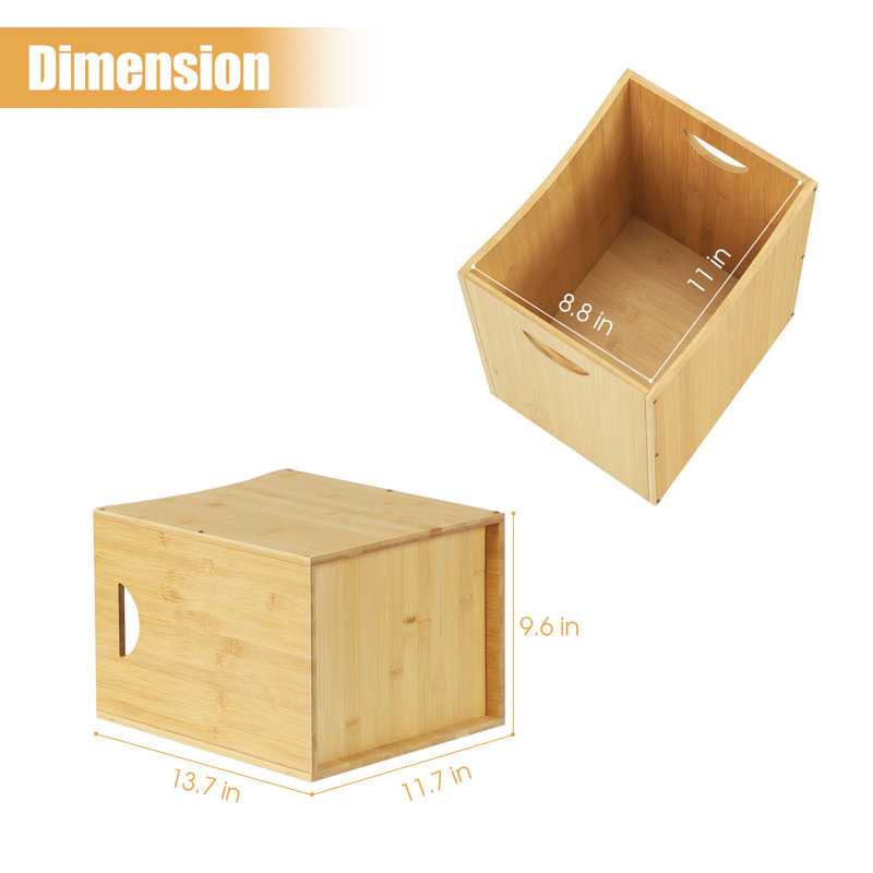 Detachable Bamboo Waste Bin Set, 2 - Piece