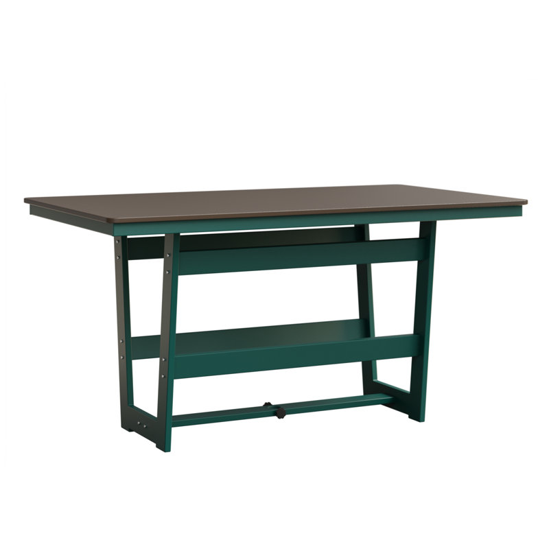 Hudson Outdoor Bar Table, Teal, Hammered Top Bronze