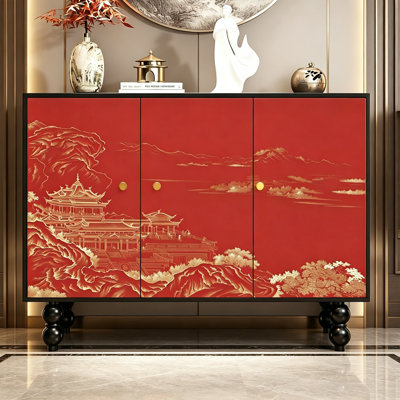 Chinese Style Wooden Entryway Storage Cabinet