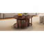 Table basse ronde emboîtable avec portes décoratives en verre en forme de bambou, pieds rétro perlés et espace de rangement