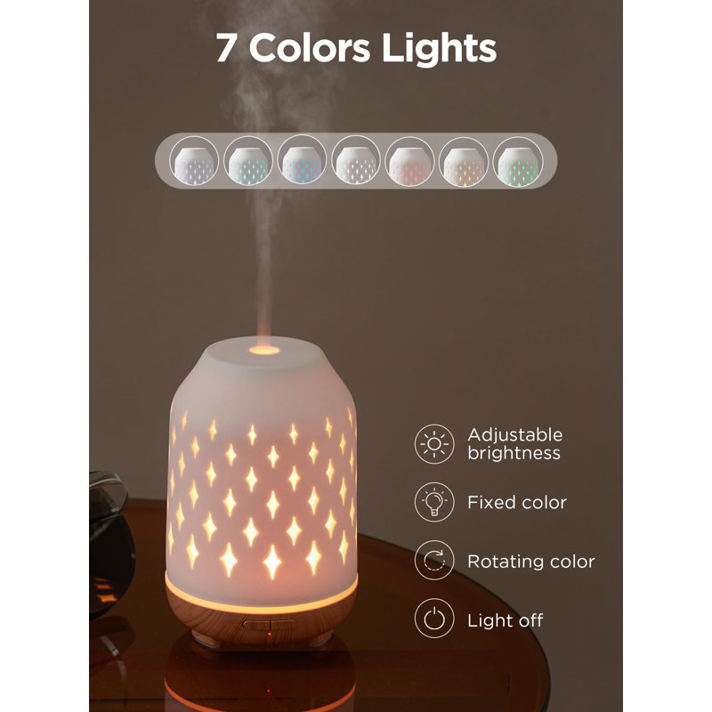 Aromatherapy Diffuser, 150Ml Ceramic Diffuser Ultrasonic Humidifier Cool Mist Essential Oil Diffusers For Home Air Diffuser With 2 Mist Modes Waterless Auto Off