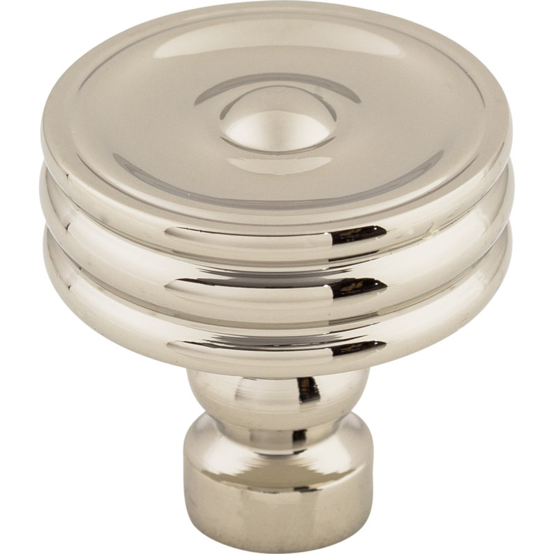 Brixton Ridged 1 1/4" Diameter Round Knob, Polished Nickel