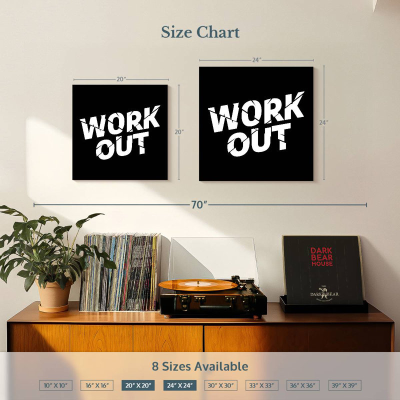 Kema Workout Typographie, H 20 po x l 20 po