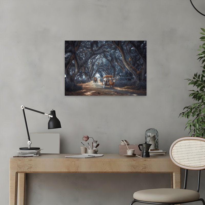 «Enchanted Tree Tunnel Journey», impression dramatique mystique et paisible, paysage de forêt, art mural, H 16 po x l 24 po