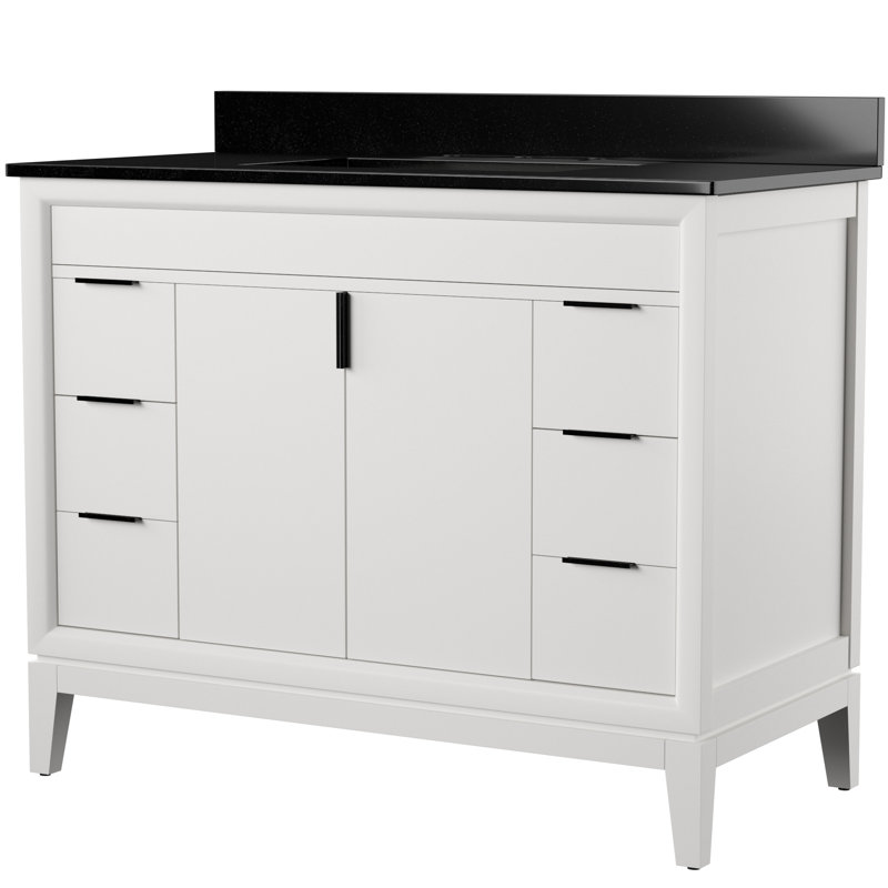 Ensemble de meuble-lavabo simple 43 po Emma, Blanc, Marbre blanc de Cala