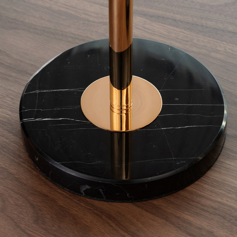 Adjustable Side Table - Gold, Natural Marble Top, Decorative Pedestal - Gold/Marble