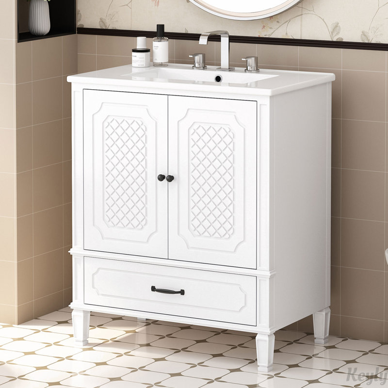 Meuble-lavabo 30 po avec lavabo style rétro, Black
