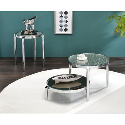 Table basse Abbe avec pieds tubulaires arrondis en chrome