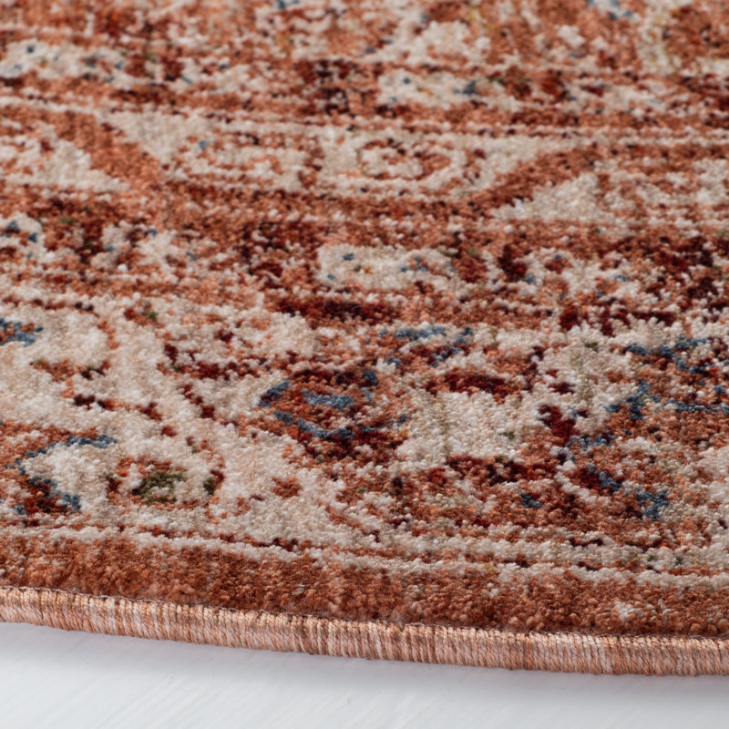 Tapis orange brûlé en polyester tissé à la machine Ralph Lauren Belvoir, Rectangle 6 pi x 9 pi