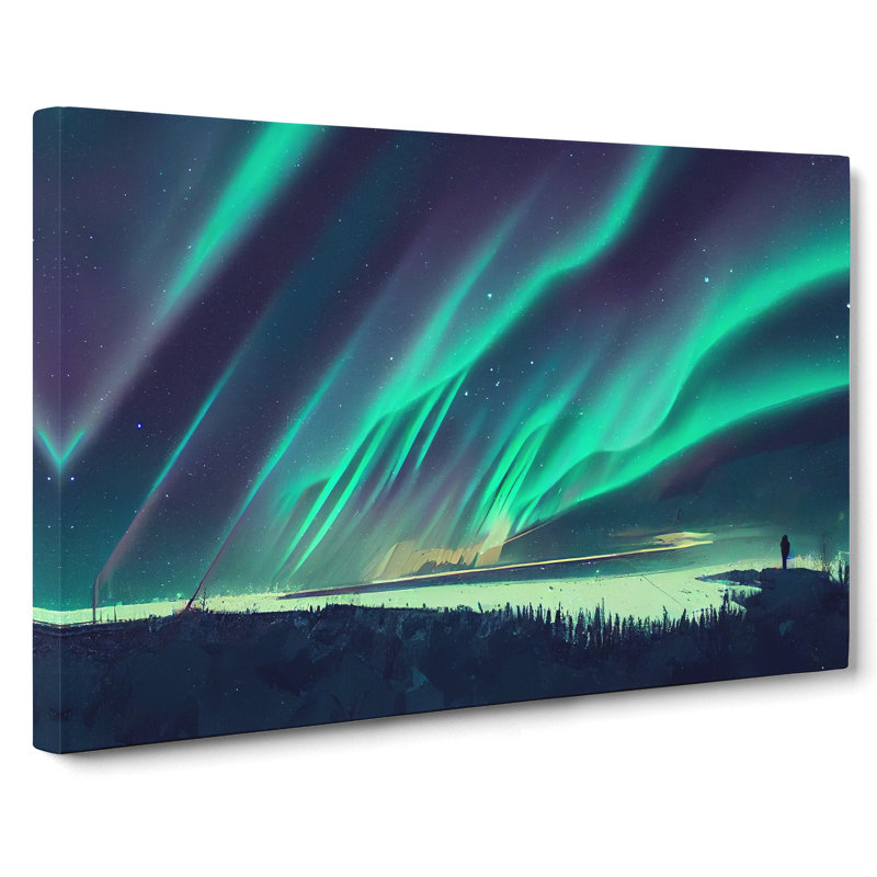 Exhilarating Northern Lights - Wrapped Canvas, 35cm H x 50cm W x 3cm D
