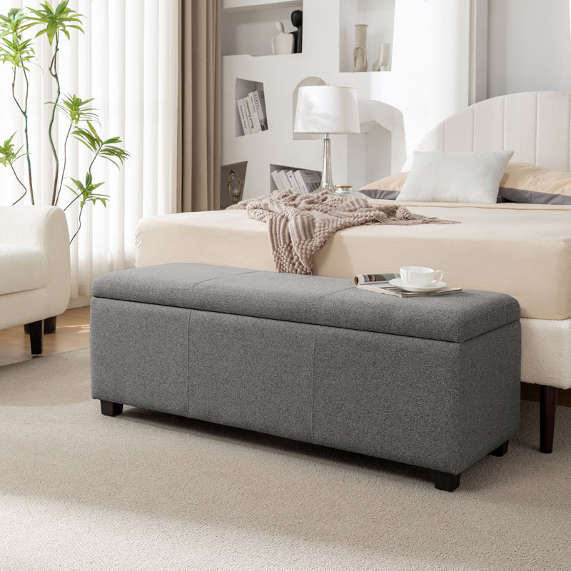 Banc de rangement rectangulaire en tissu Latitude Run® Ved, Gris foncé