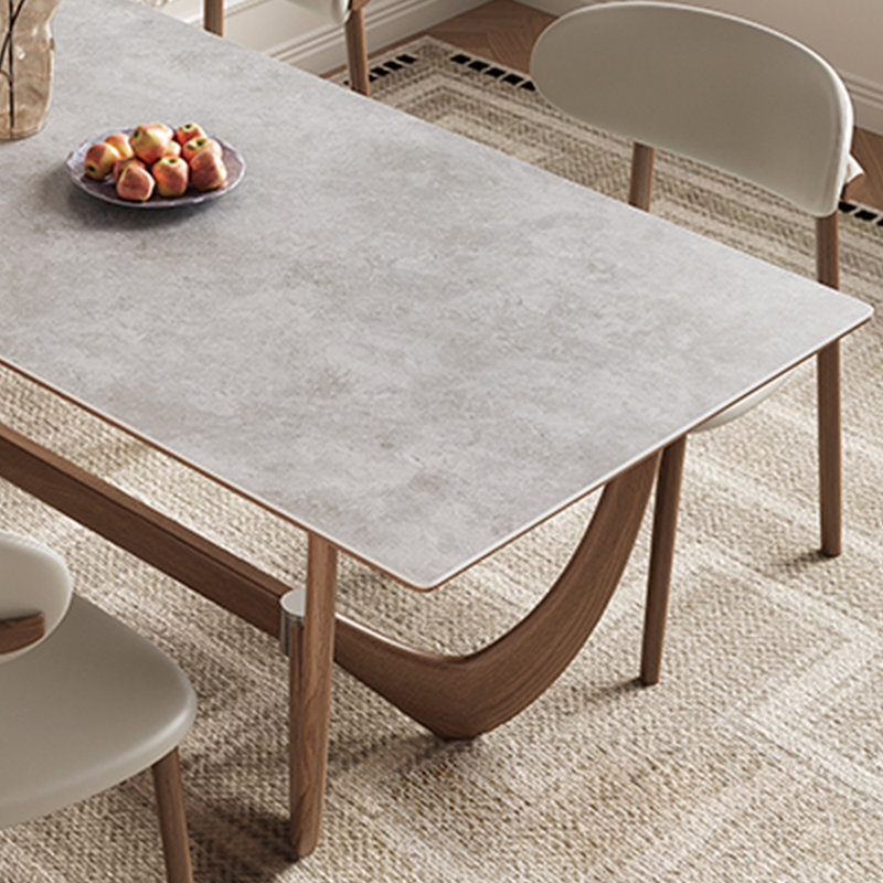 Table de salle à manger en pierre avec structure en bois massif, H 29,5 po x L 70,8 po x l 35,4 po