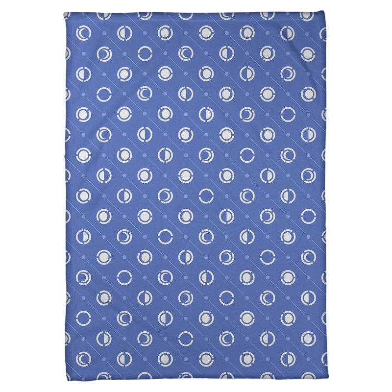 Couverture polaire moon phases, l 50 po x L 60 po, Blanc / bleu