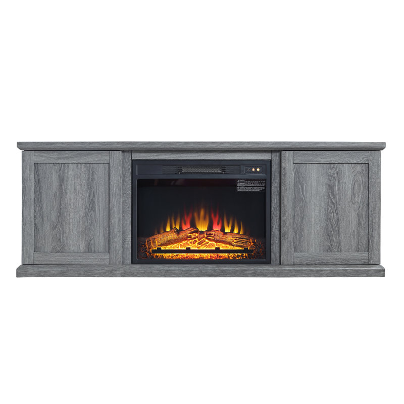 60'' W Wood Grain Gray Electric Fireplace