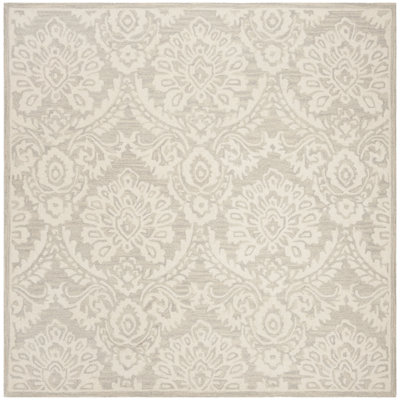 Tapis argent / ivoire en laine fait à la main Tansy