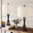 24" Black Modern Metal Table Lamp With Usb Ports
