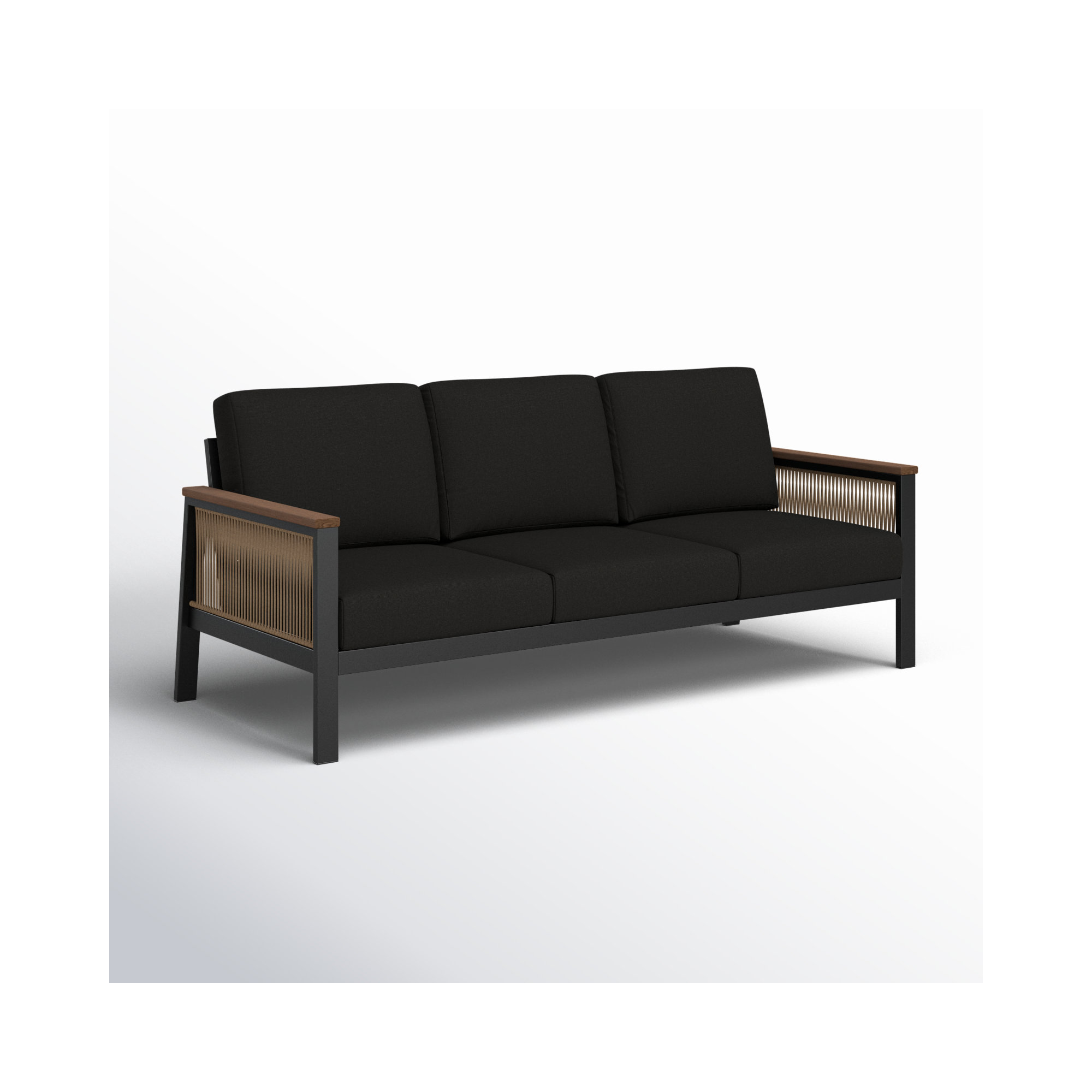 Townsend 80'' Wide Outdoor Patio Sofa with Sunbrella® Cushions, Canvas Black Sunbrella® Canvas
