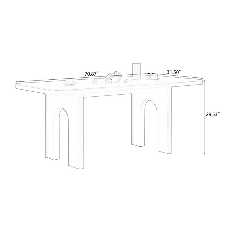 Brown Rectangular Solid Dining Table For Dining Room/Kitchen, 29.53"H x 70.87"L x 31.5"W