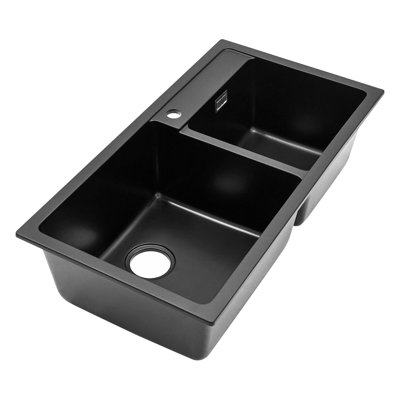 Belfry Kitchen Andreoni 460mm W Double Bowl Quartz Kitchen Sink