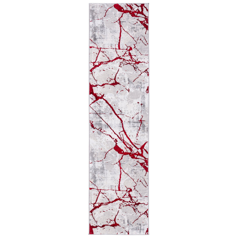 Robeson Abstract Gray Area Rug, Runner 2' x 8'