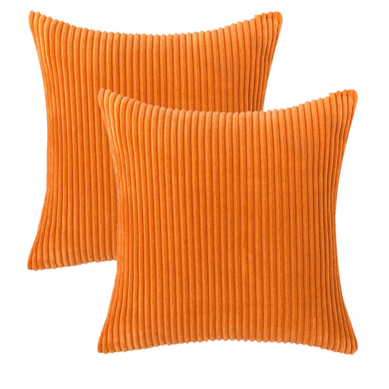 Coussin en velours côtelé réversible, Orange