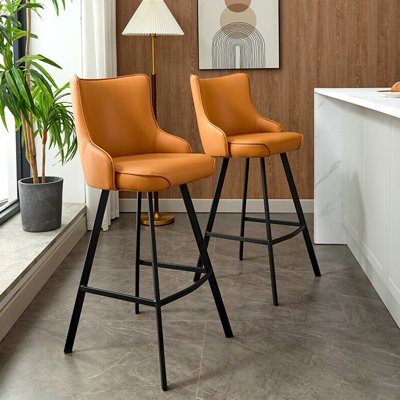 Chaise d'appoint orange à dossier solide (ensemble de 8)