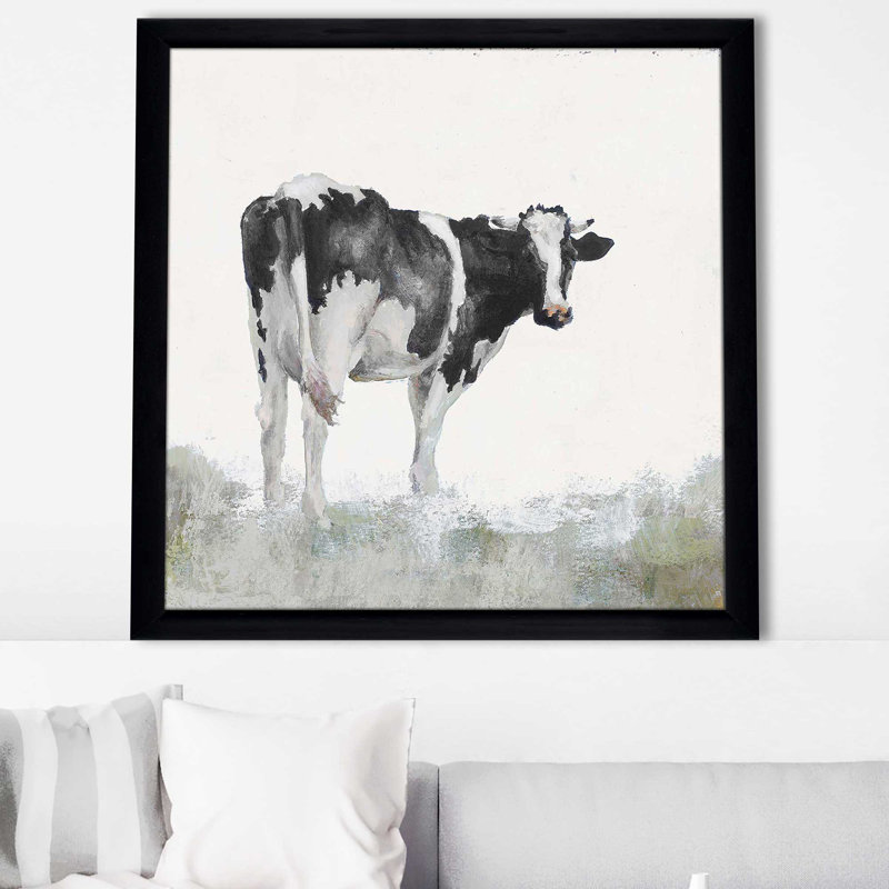 «Posing Cow (Square)» par Jenny Green, reproduction, Cadre noir, H 25,5 po x l 25,5 po x P 1 po