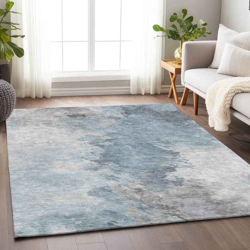 Machine Washable Indoor/Outdoor Cinead ACN1675 Sky Rug, Rectangle 3' x 5'