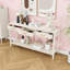 Console moderne avec tiroirs de rangement, conception ondulée et tablette ouverte pour le vestibule ou le salon-775201947