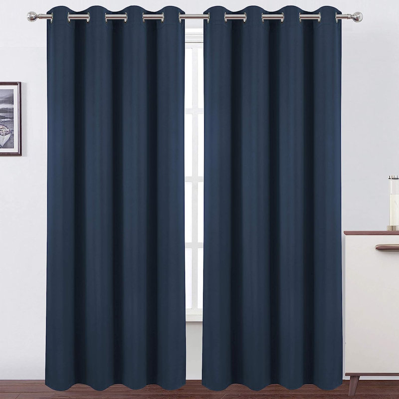 Ogata Room Darkening Curtain Single Panel, Navy, 38" W x 54" L