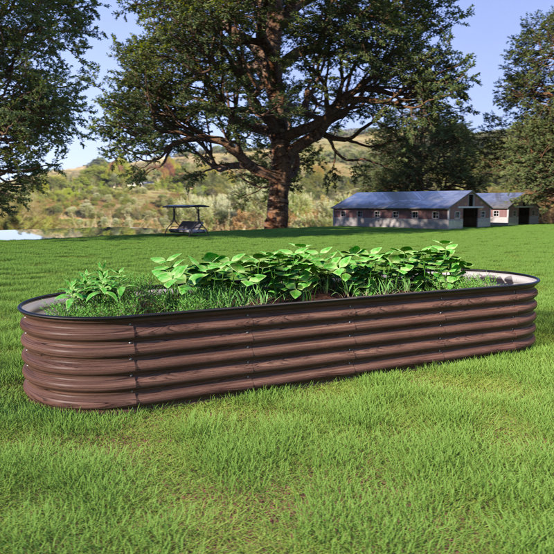 Cengizhan Metal Raised Garden Bed, Pearl White