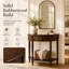 Petite console demi-lune avec tiroir, table d'entrée compacte, table d'appoint étroite