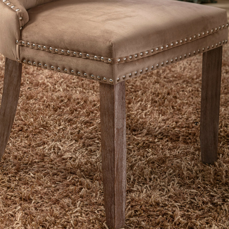 Allena Tufted Wing Back Dining Chair, Khaki, White