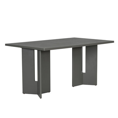 TREXM Farmhouse Wood Dining Table, 60" Rectangular Dining Table with Cutout Table Legs for Dining Room, Kitchen and Living Room (Gray)