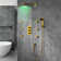 Trialo Solid Brass Color Changing LED Rain Shower Head with Adjustable Jets