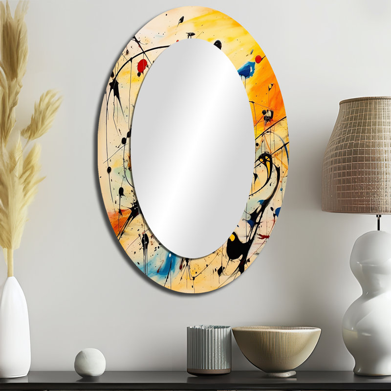 All That Jazz Colorful Joy I - Yellow Oval Wall Mirror Decor, 36" x 24"