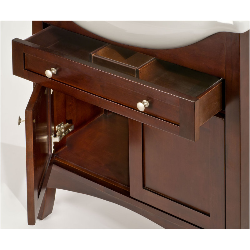 Petite Empress Single Bathroom Vanity Base Only, 22", Spice Cherry