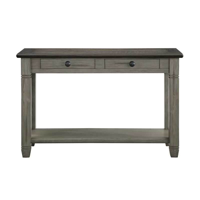 Entryway table with 2 drawers bottom shelf