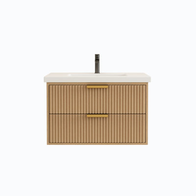 Meuble-lavabo flottant avec lavabo simple blanc Maxbano