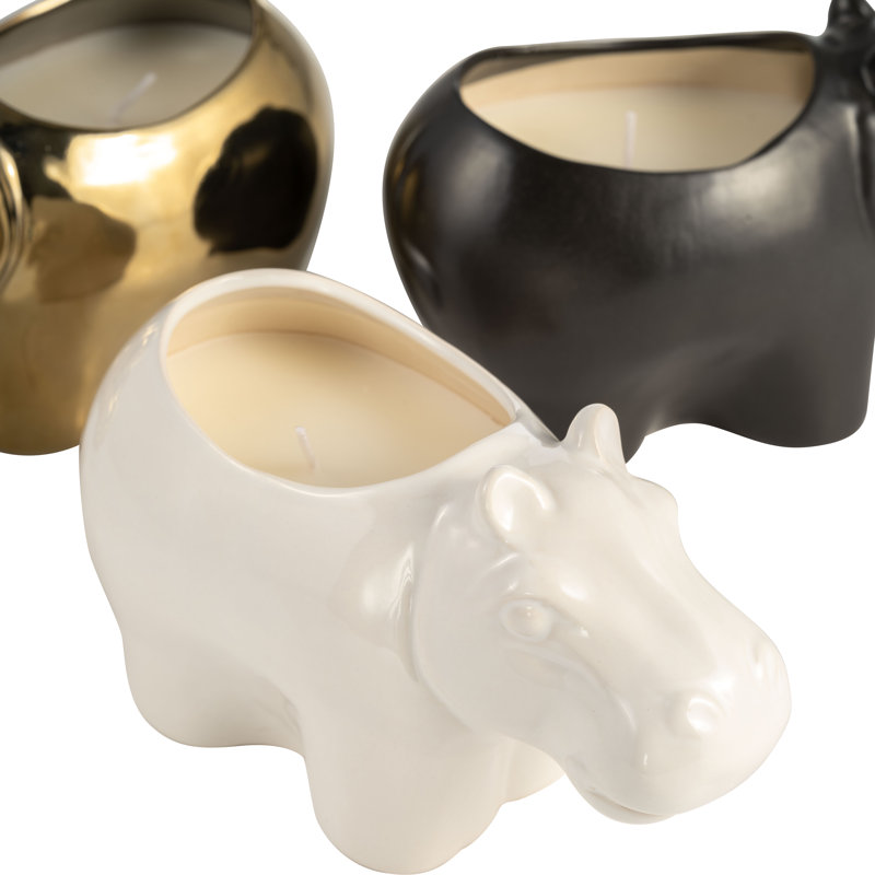 Decorative Scented Candles for Coffee Table - Stylish Candles for Bookshelf, Bedroom, or Living Room Decor - Set of 3, Gold & White