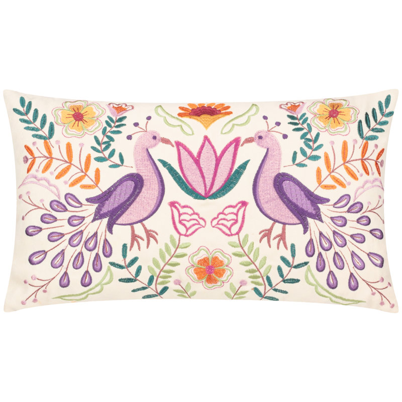 Broderie Floral Rectangular Throw Pillow Cover