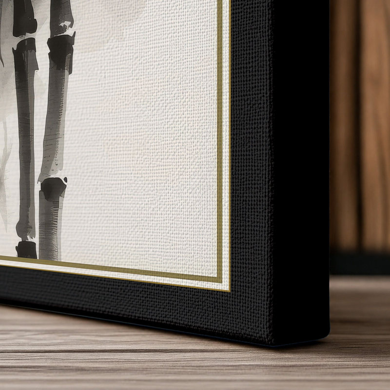 Bamboo in Mist Japandi - Wrapped Canvas, 18x12 - 45.7 x 30.5 cm, Black Border