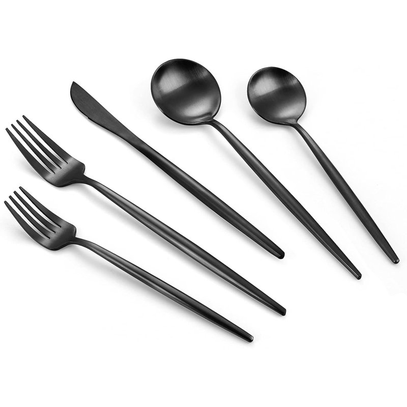 Ensemble de couverts 40 pièces en acier inoxydable, ensemble de couverts à finition mate pour 8, vaisselle durable pour la maison et le restaurant, ustensiles allant au lave-vaisselle
