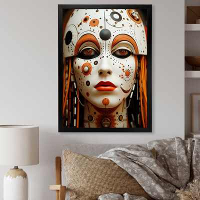 Brown And Orange Futuristic Tribal Woman - Tribal Wall Art