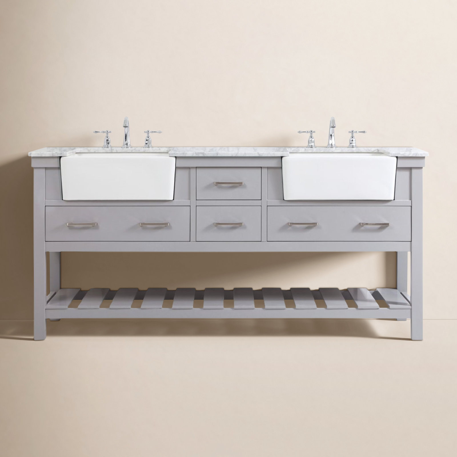 Pelaghia 72'' Double Bathroom Vanity, Gray