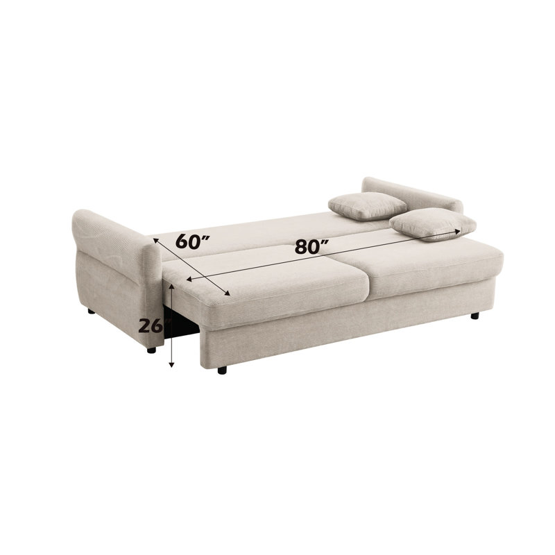 Canapé-lit en tissu beige - 93 po Paquet profond pour un lit de rangement à livraison sécurisée de 230,3 lb, Beige